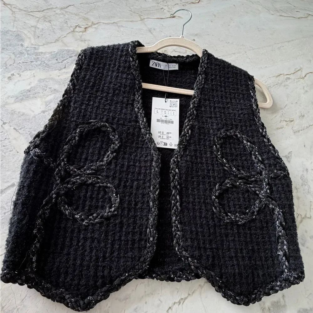 Zara Women's black Tweed Vest